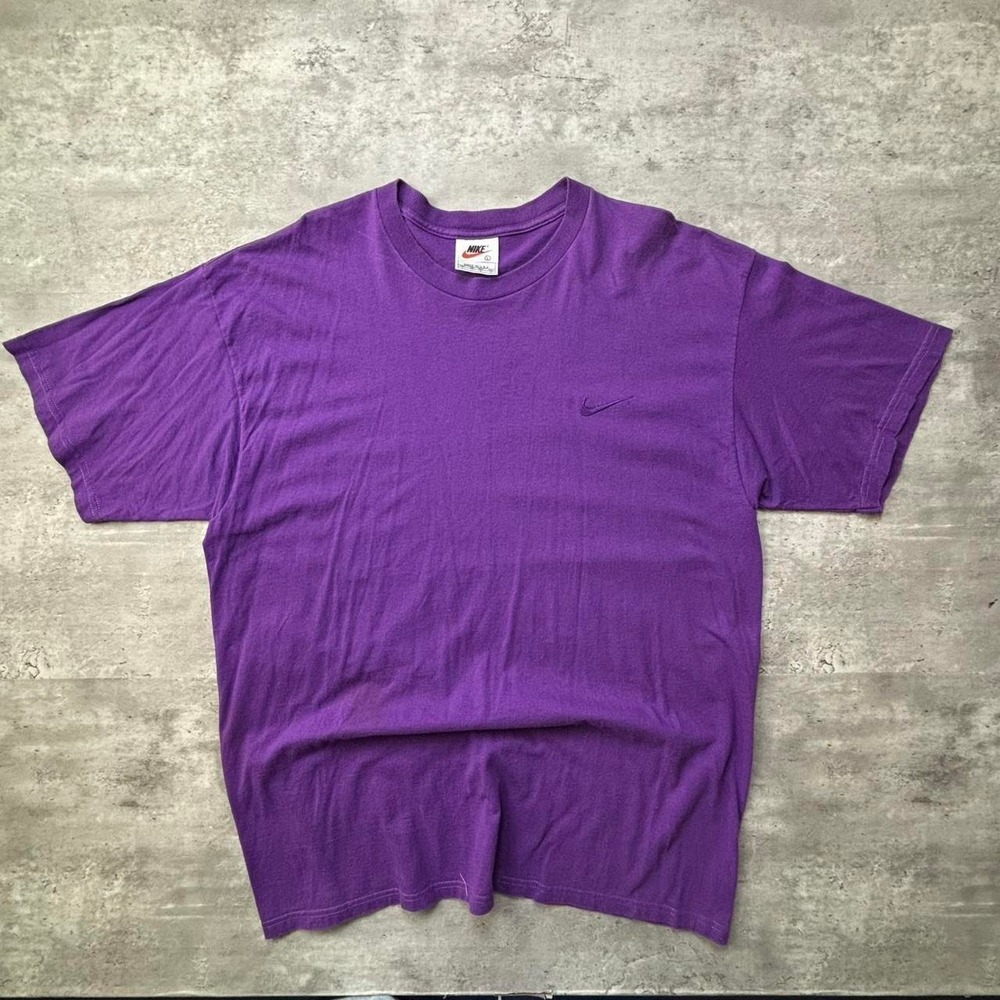 Nike T-Shirt Large Purple Vintage 90s Made in USA Embroidered Swoosh Tee